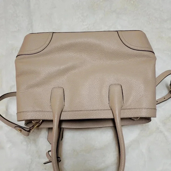 LAUREN RALPH LAUREN Fairfield City Tote Beige Leather Bag Satchel - Picture 5 of 9